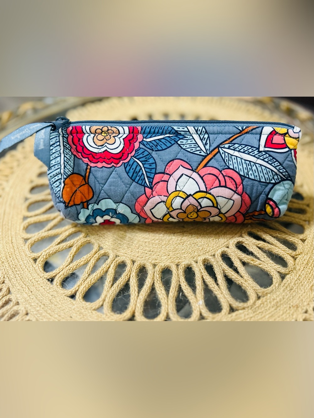 Vera Bradley quilted cotton accessory pouch -“Tropical Evening" pattern